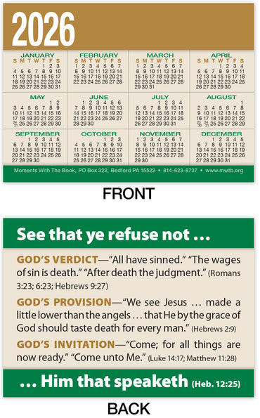 Calendar Card: See That Ye Refuse Not (Personalized)