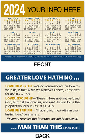 Calendar Card: Greater Love (Personalized)