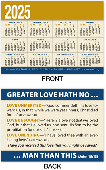 Calendar Card: Greater Love (Personalized)