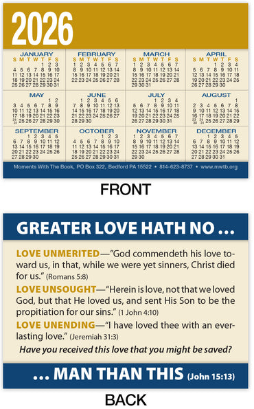 Calendar Card: Greater Love (Personalized)