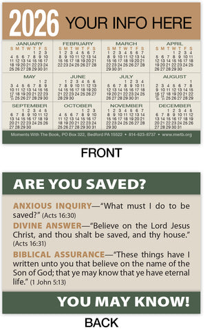 Calendar Card: Are You Saved? (Personalized)