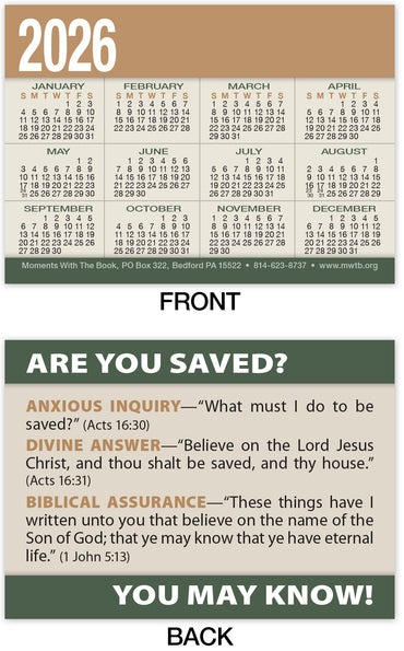 Calendar Card: Are You Saved? (Personalized)