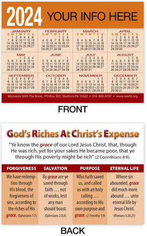 Calendar Card: God’s Riches at Christ’s Expense (Personalized)