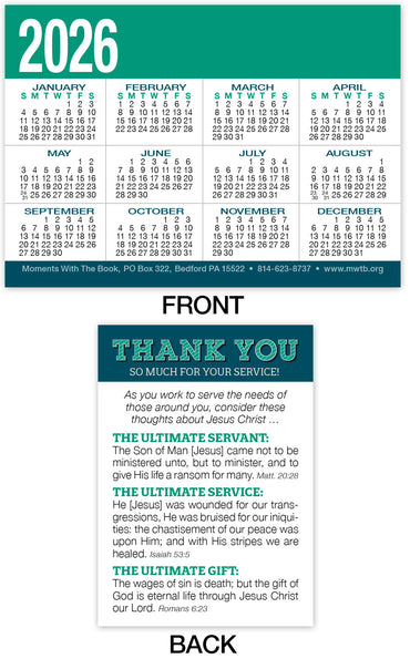 Calendar Card: Thank You (Personalized)