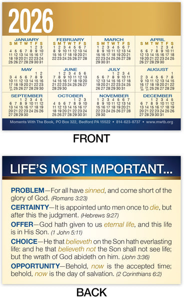 Calendar Card: Life’s Most Important (Personalized)