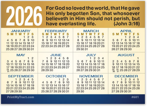 Calendar Card Tract (Fully Custom)