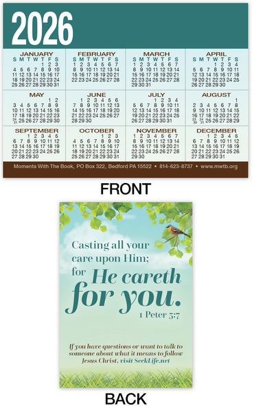 Calendar Card: He Cares For You (Personalized)