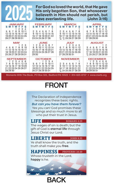 2025 Calendar Card: Life, Liberty, Happiness