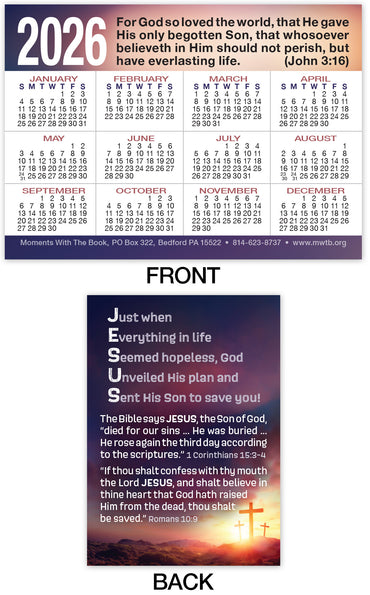 2026 Calendar Card: Jesus