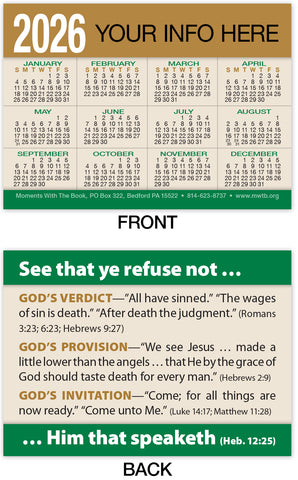 Calendar Card: See That Ye Refuse Not (Personalized)