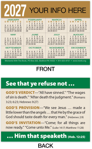 Calendar Card: See That Ye Refuse Not (Personalized)