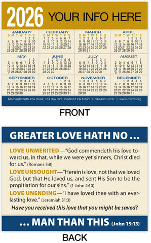 Calendar Card: Greater Love (Personalized)