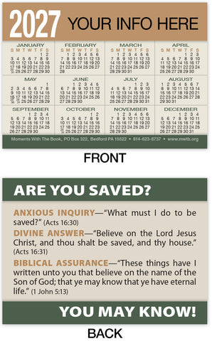 Calendar Card: Are You Saved? (Personalized)