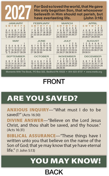 Calendar Card: Are You Saved?