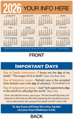Calendar Card: Important Days (Personalized)