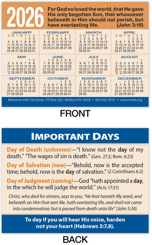 Calendar Card: Important Days