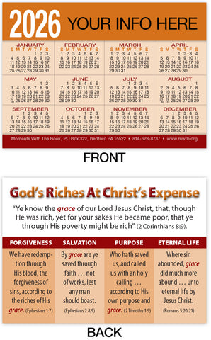 Calendar Card: God’s Riches at Christ’s Expense (Personalized)