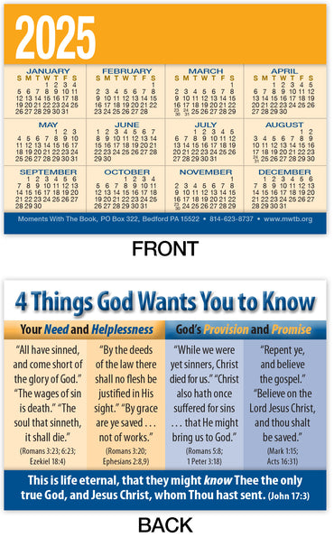 Calendar Card: Four Things God Wants You to Know (Personalized)