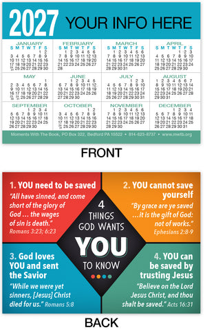 Calendar Card: Four Things God Wants You to Know (Personalized)