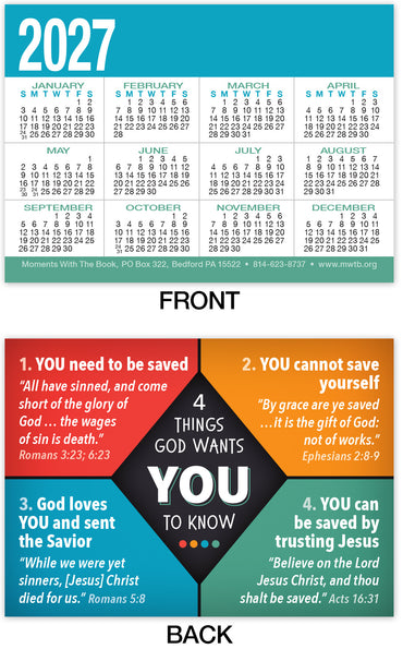 Calendar Card: Four Things God Wants You to Know (Personalized)