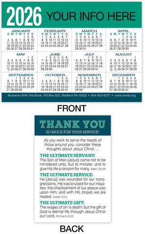 Calendar Card: Thank You (Personalized)