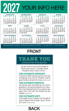 Calendar Card: Thank You (Personalized)