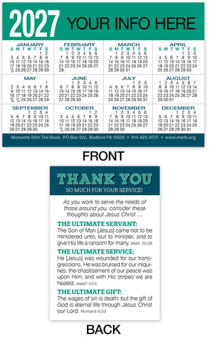 Calendar Card: Thank You (Personalized)