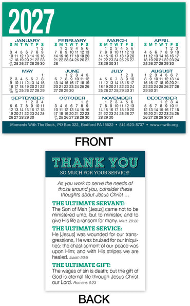Calendar Card: Thank You (Personalized)