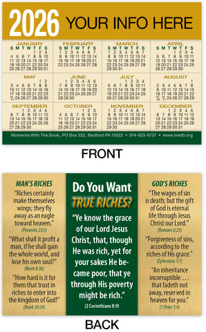 Calendar Card: True Riches (Personalized)