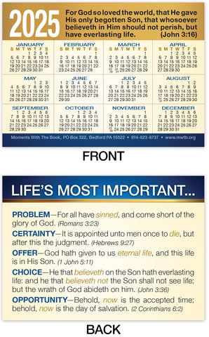 Calendar Card: Life’s Most Important