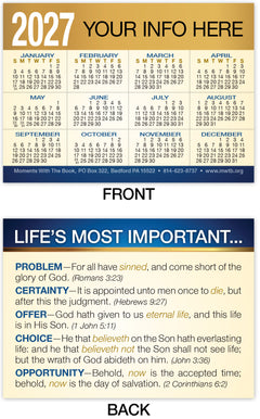 Calendar Card: Life’s Most Important (Personalized)