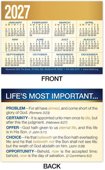 Calendar Card: Life’s Most Important (Personalized)