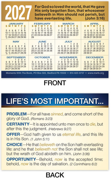 Calendar Card: Life’s Most Important