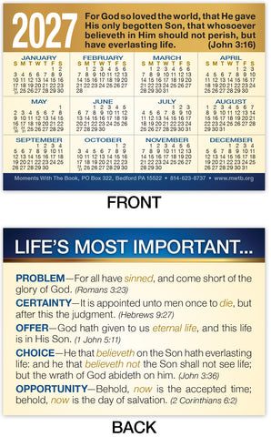 Calendar Card: Life’s Most Important