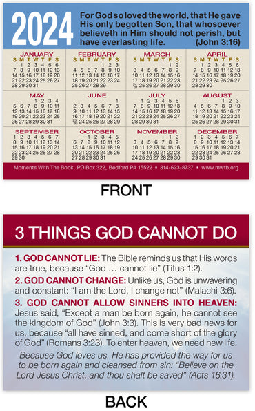 Calendar Card: Three Things God Cannot Do