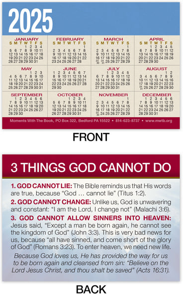 Calendar Card: Three Things God Cannot Do (Personalized)