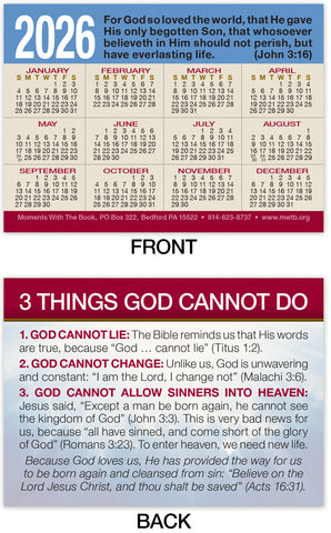 Calendar Card: Three Things God Cannot Do