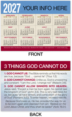 Calendar Card: Three Things God Cannot Do (Personalized)