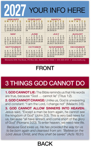 Calendar Card: Three Things God Cannot Do (Personalized)