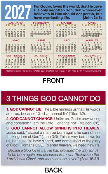 Calendar Card: Three Things God Cannot Do