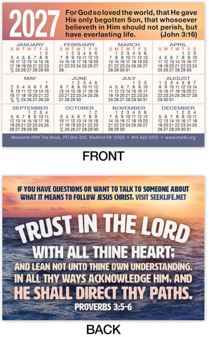Calendar Card: Trust In The Lord