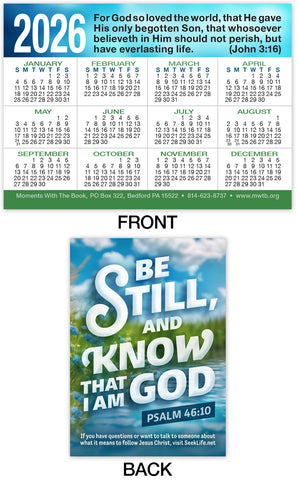 2026 Calendar Card: Be Still
