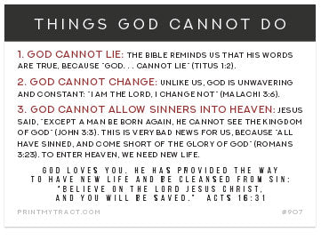 Things God Cannot Do (Customizable Mini Tract)